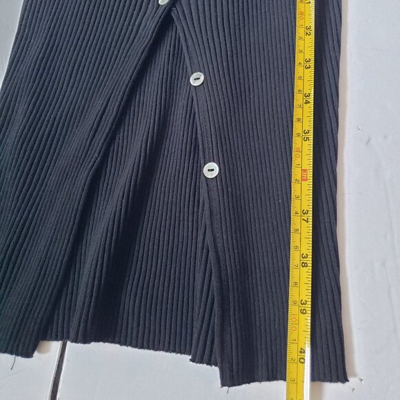 Zara Bodycon Ribbed Knit Button Down Sleeveless Black Midi Dress - Picture 11 of 11